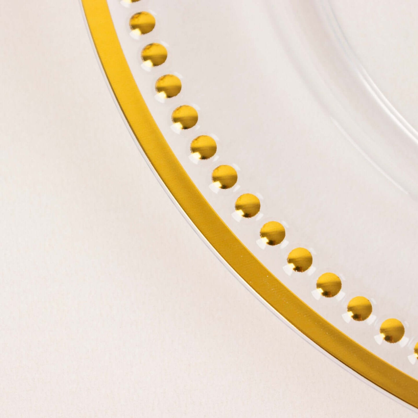 6-Pack Acrylic Round Charger Plates 13" in Clear with Gold Beaded Rim, Dinner Charger Event Tabletop Decor