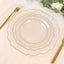 10-Pack Plastic Dessert Appetizer Plates in Clear Baroque Design with Scalloped Gold Rim - Heavy Duty Disposable Salad Plates 8"