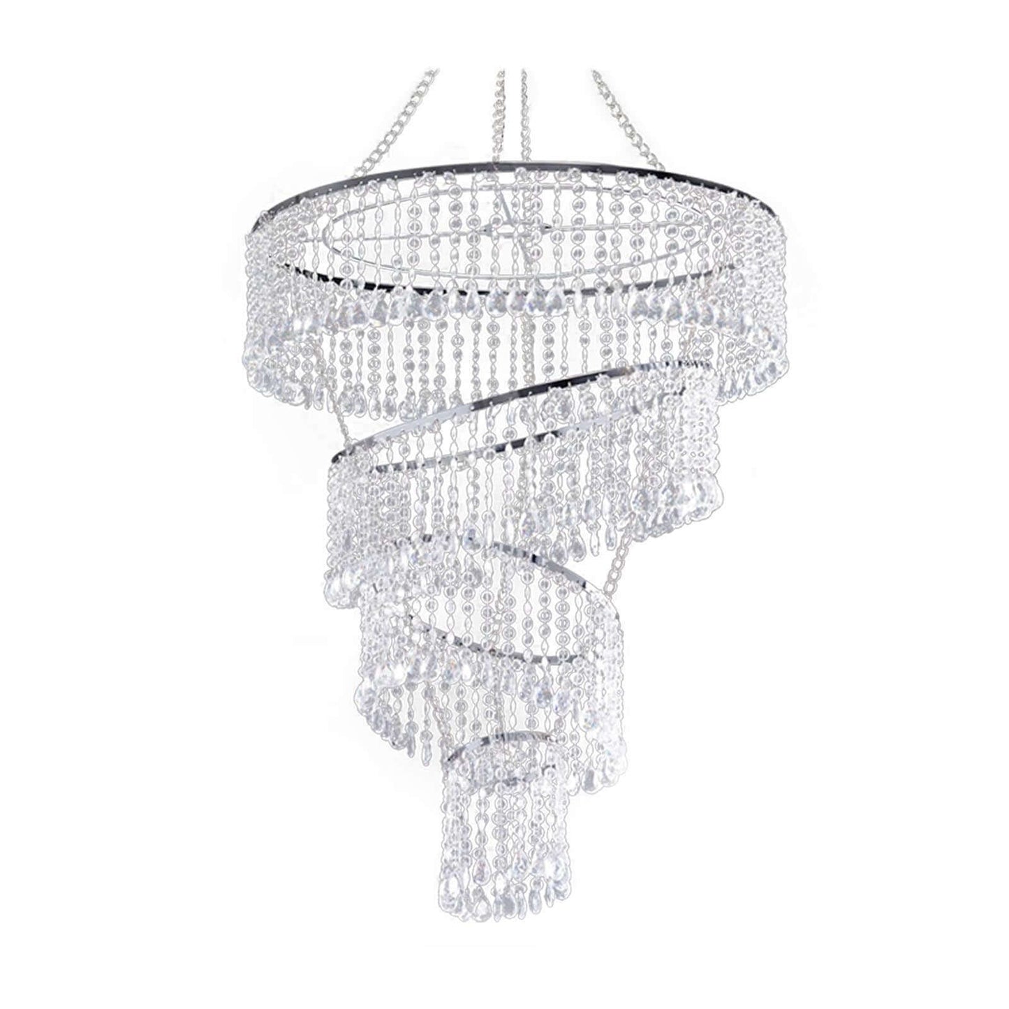 24" 4-Tier Acrylic Diamond Crystal Chandelier Hanging Pendant Lighting Chandelier