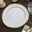 10-Pack Plastic 10" Round Dinner Plates in White with Hunter Emerald Green Rim for Events