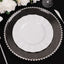 6-Pack Acrylic Round Charger Plates 13" in Transparent Black Silver Glittered with Beaded Rim, Decorative Dinner Party Charger Tableware