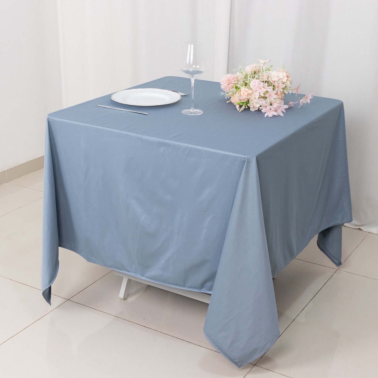 Scuba Square 70"x70" Tablecloth Dusty Blue - Wrinkle Free & Stain Resistant Table Cover