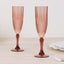 6-Pack Plastic Wedding Toast Flutes Dusty Rose Transparent Crystal Cut Style - Reusable Champagne Glasses 8oz
