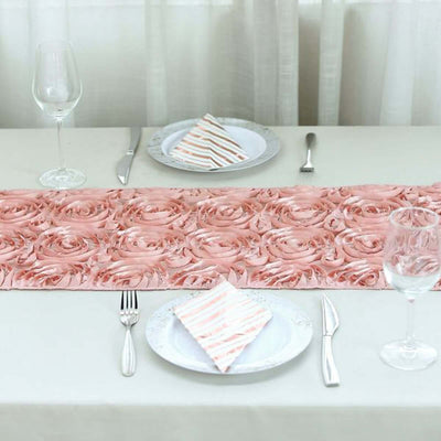 Rosette Satin 14"x108" Table Runner Dusty Rose - Grandiose Design