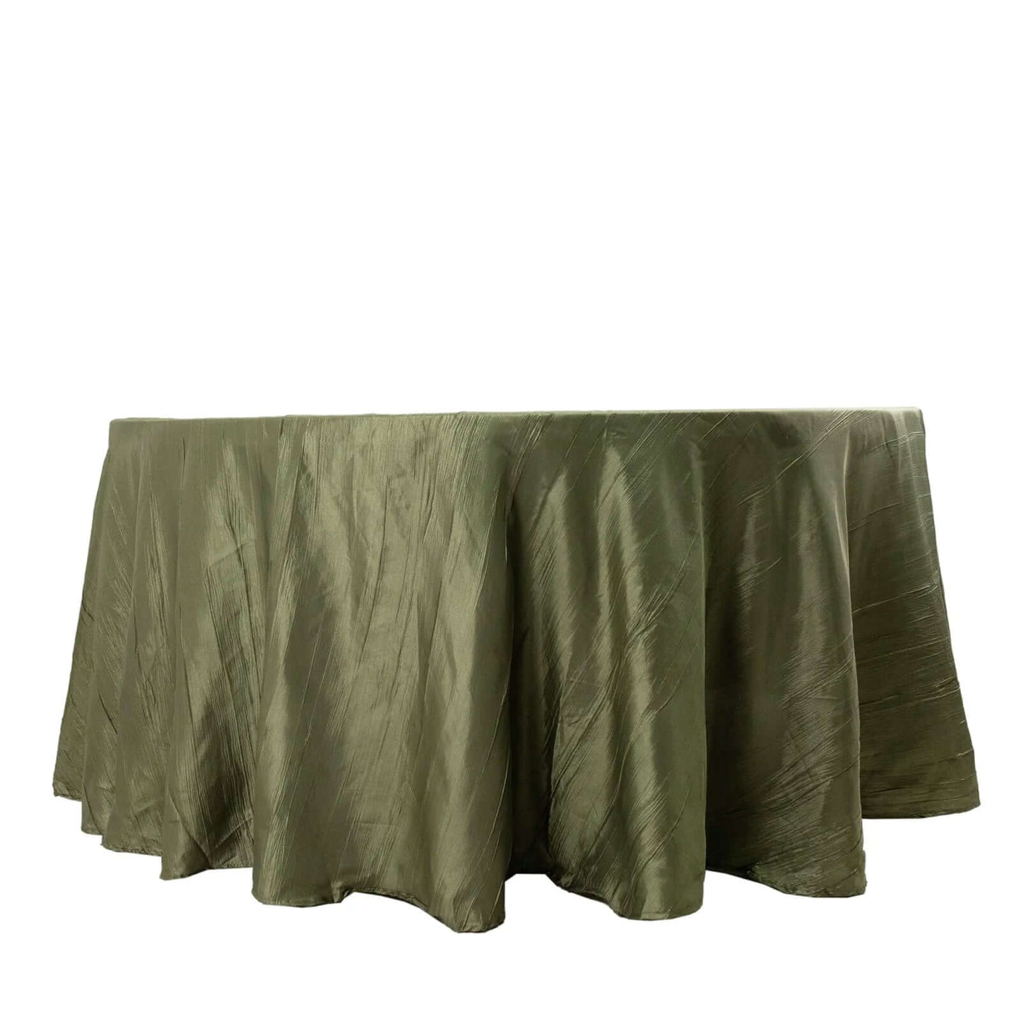 Taffeta 120" Round Tablecloth Dusty Sage Green - Seamless Accordion Crinkle Table Cover