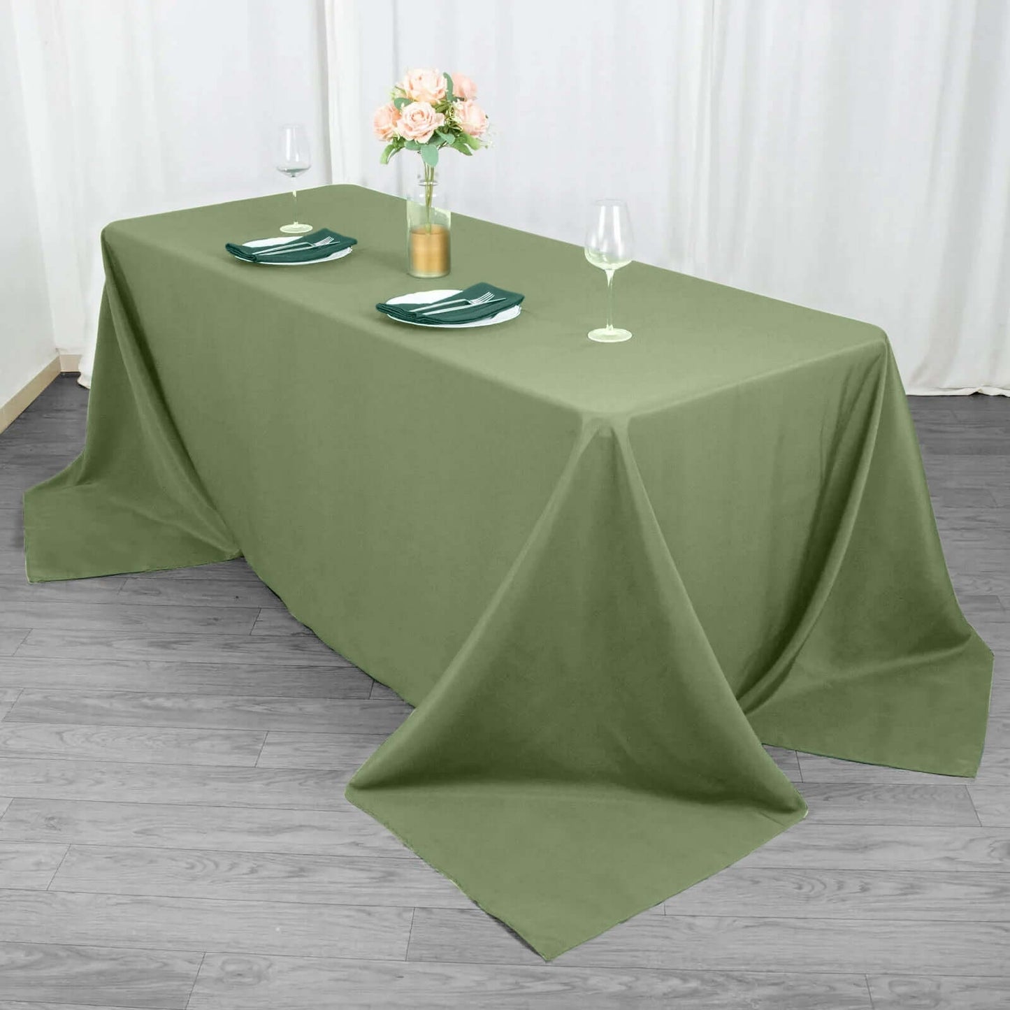 Premium Polyester 90"x132" Rectangle Tablecloth Dusty Sage Green - Seamless 220GSM Stain-Resistant Table Cover