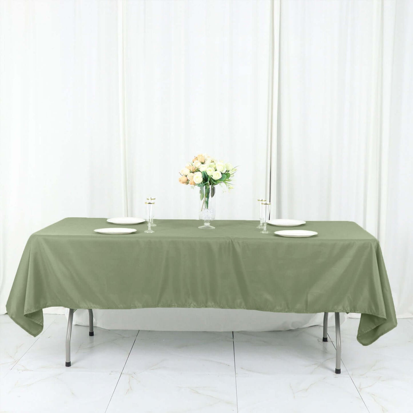 Polyester 60"x126" Rectangle Tablecloth Dusty Sage Green - Wrinkle-Resistant Table Cover