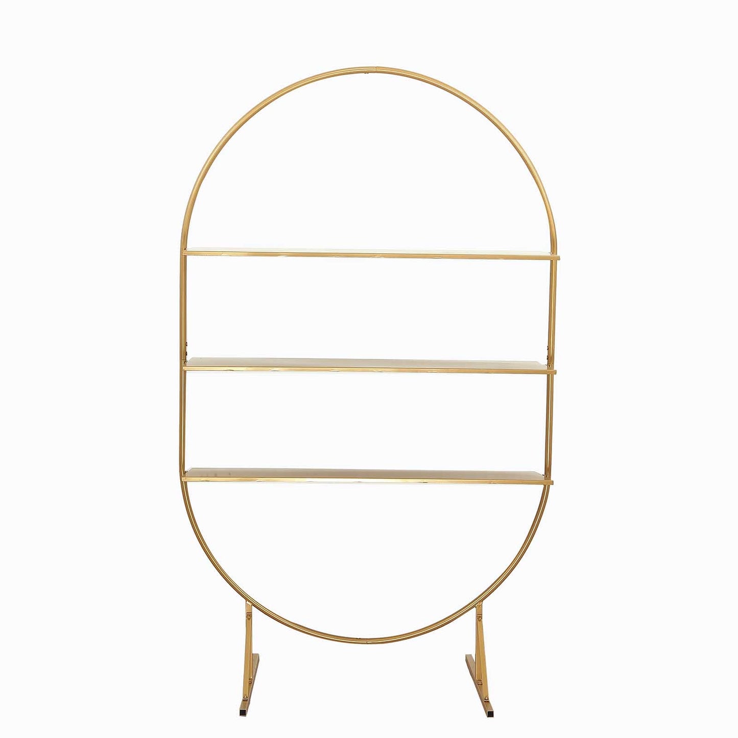 3-Tier Metal Oval Cupcake Dessert Stand Gold for Luxurious Event and Party Settings 6.5ft