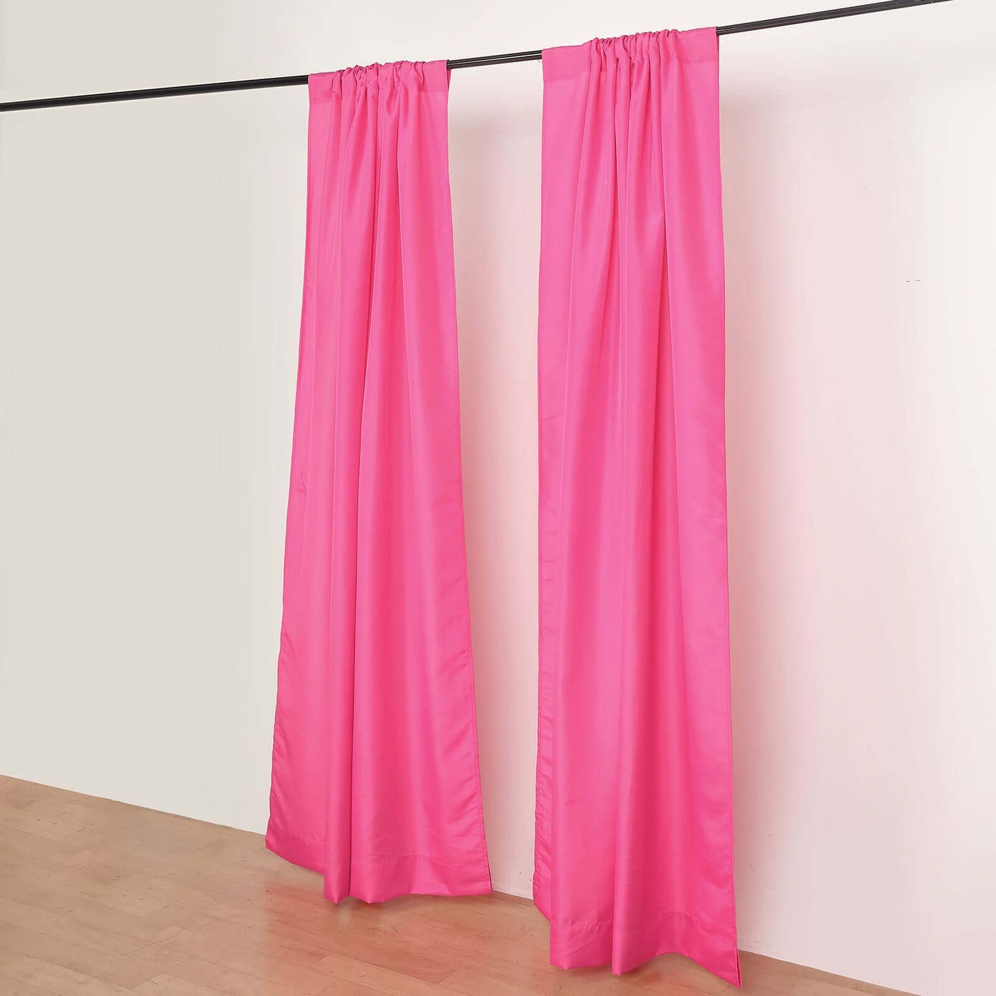 2 Pack Fuchsia Polyester Event Curtain Drapes, 10ftx8ft Backdrop Event Panels With Rod Pockets 130 GSM