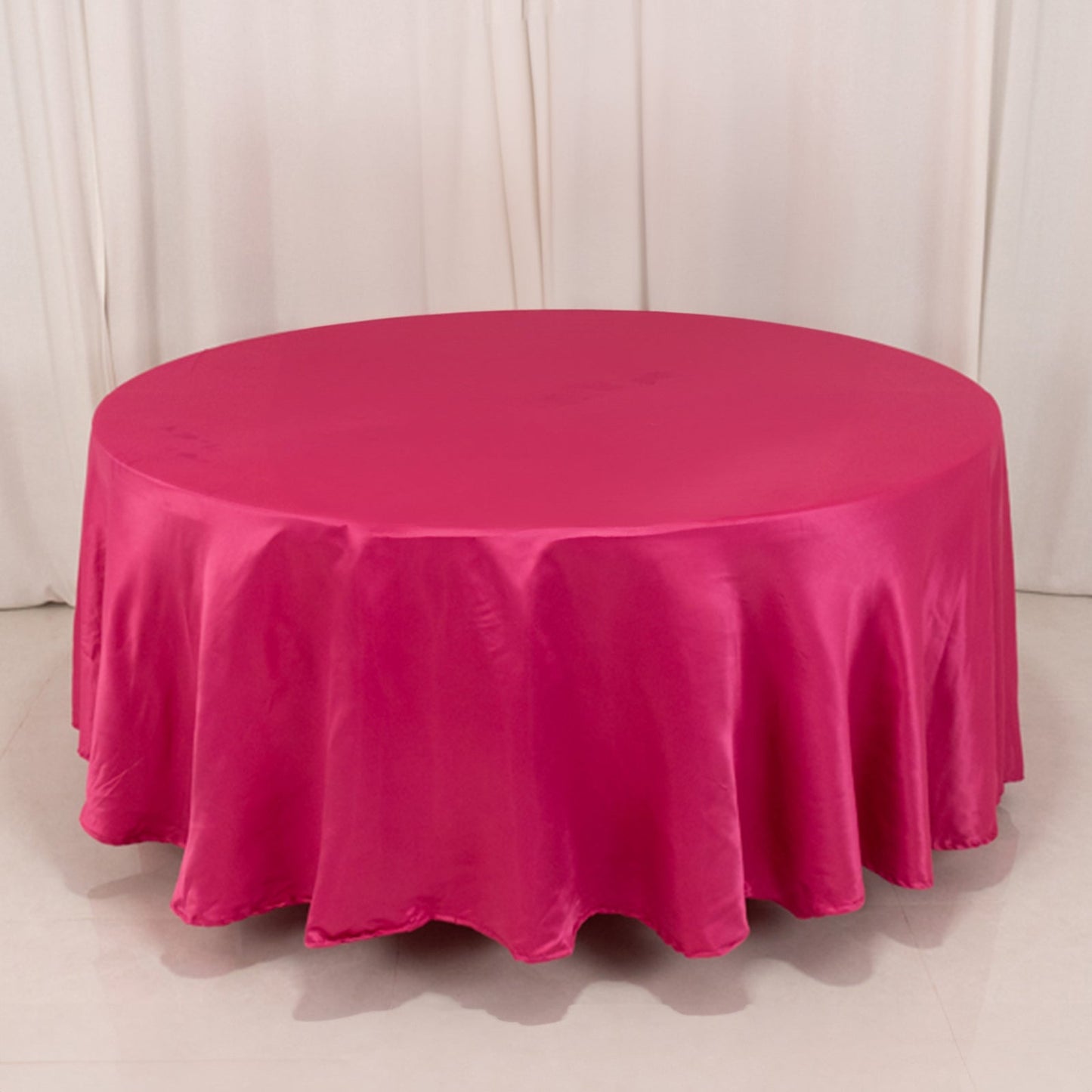 Lamour Satin 108" Round Tablecloth Fuchsia - Durable & Silk-Like Table Cover