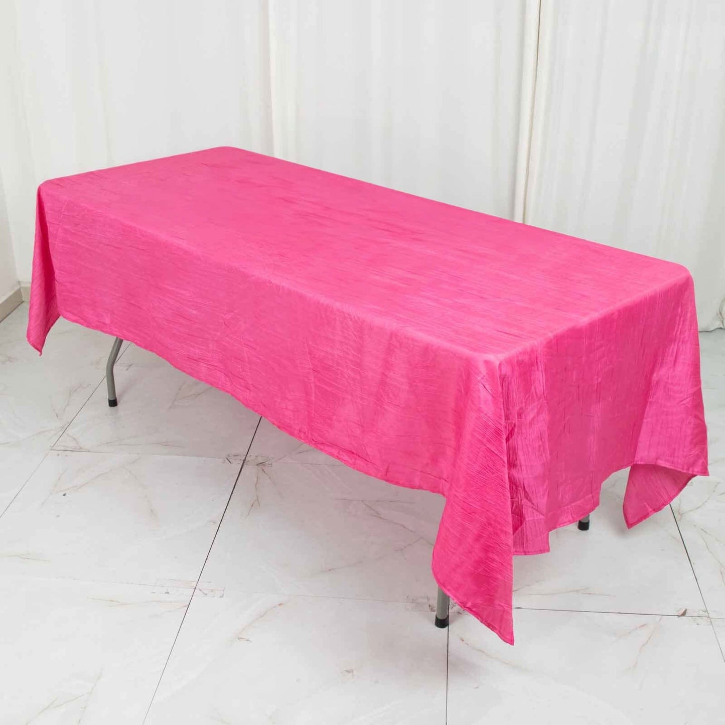 Taffeta 60"x102" Rectangle Tablecloth Fuchsia - Accordion Crinkle Table Cover
