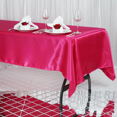 Satin Rectangular 60"x102" Tablecloth Fuchsia - Smooth and Lustrous Table Cover