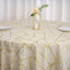 Polyester 120" Round Tablecloth Beige with Gold Foil Geometric Pattern Wrinkle-Resistant Seamless Table Cover