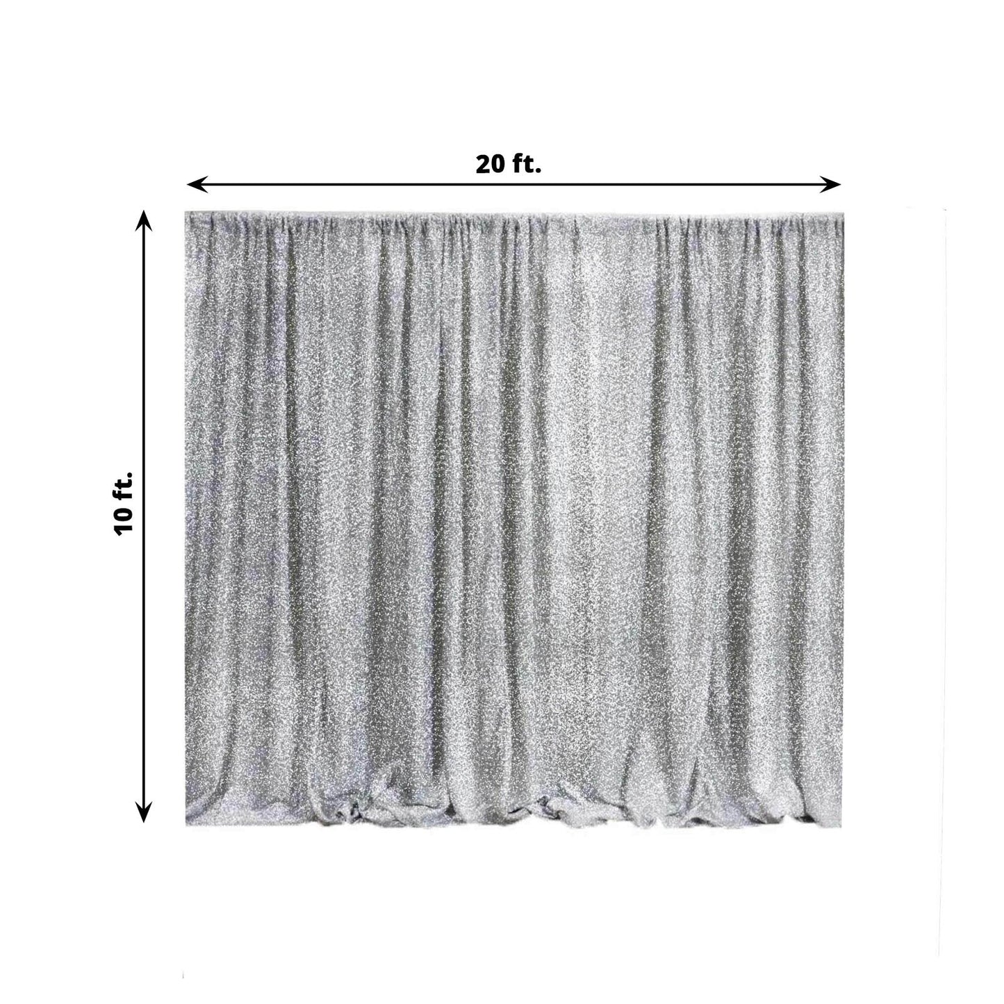 20ftx10ft Silver Metallic Shimmer Tinsel Event Curtain Drapes, Backdrop Event Panel