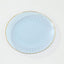 10-Pack Plastic 7" Round Dessert Appetizer Plates in Transparent Dusty Blue Hammered Design with Gold Rim - Modern Disposable Salad Plates