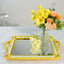 Resin Mirrored Rectangle Serving Tray 15"x10" in Mint Green with Gold Baroque Design, Stylish Decorative Vanity Tray Centerpiece