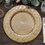 6-Pack Plastic Round Charger Plates 13" in Gold with Embossed Peacock Pattern, Stylish Disposable Charger Tableware