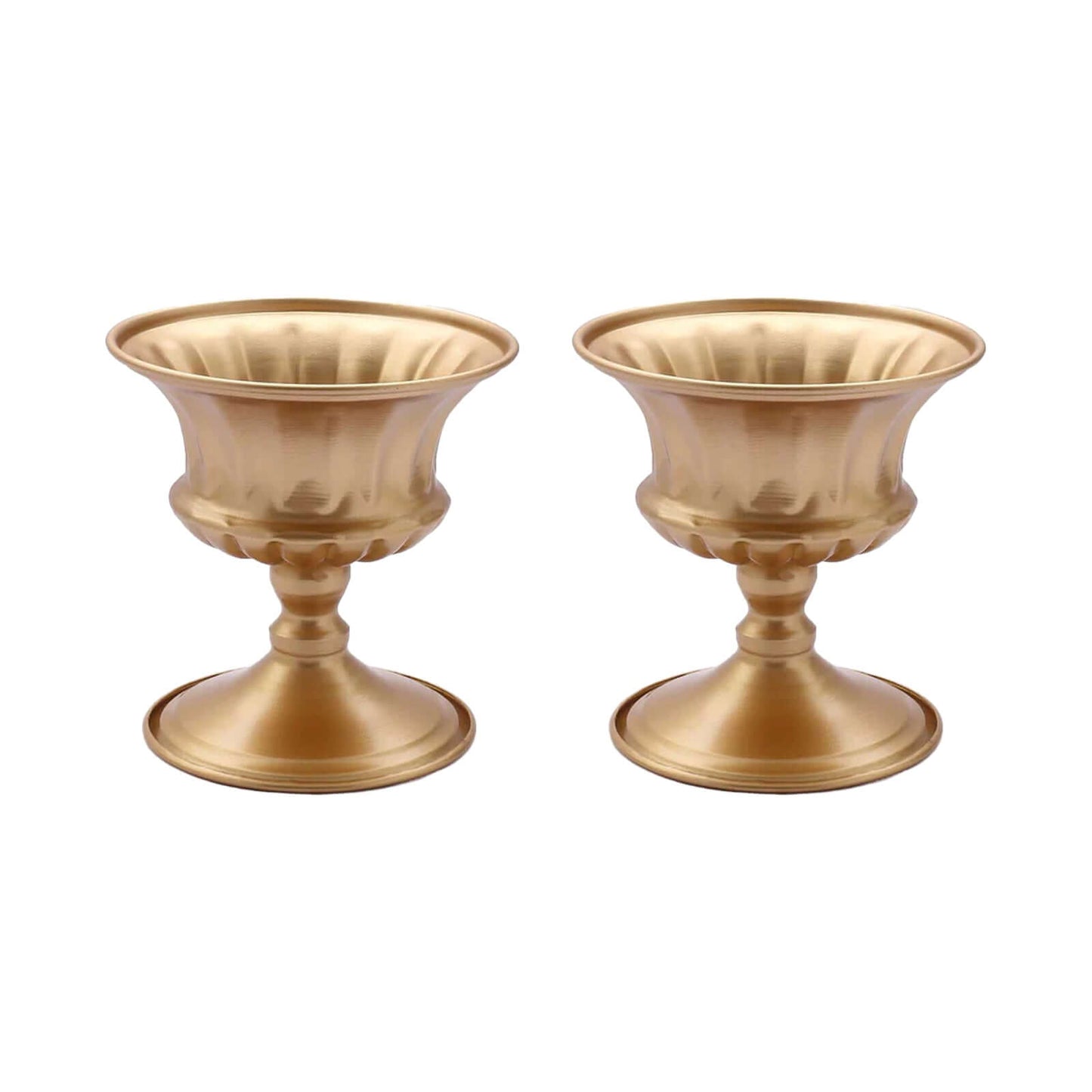 2-Pack Metal Pedestal Flower Vases Roman Style Gold - Sophisticated Mini Compote Vase for Table Settings 6"