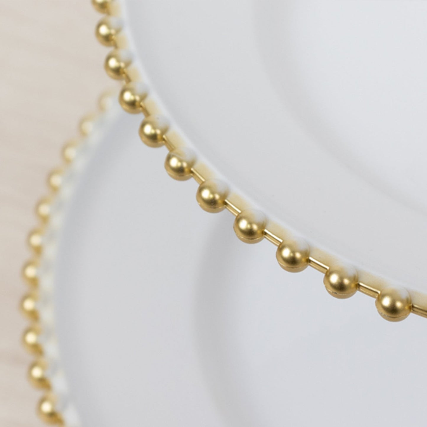 14" White 3-Tier Plastic Dessert Display Stand With Gold Beaded Rim, Round Cupcake Tower Tea Party Serving Platter With Top Handle