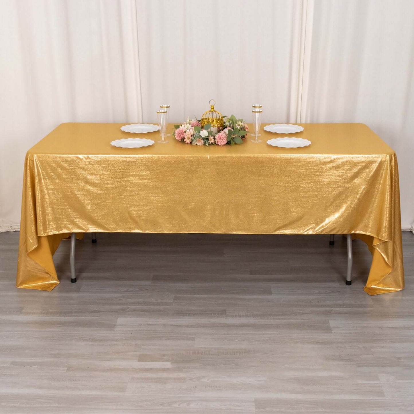 Sequin Dots Polyester 60"x126" Rectangle Tablecloth Shimmering Gold - Wrinkle Free & Sparkling Table Cover for Stylish Event Decor