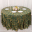 Sequin Mesh 120" Round Tablecloth Hunter Emerald Green/Gold - Seamless Wave Embroidered Table Cover