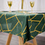 Polyester 54"x54" Square Tablecloth Hunter Emerald Green with Gold Foil Geometric Pattern - Wrinkle-Resistant & Durable Table Cover