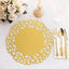 6-Pack Disposable Table Placemats in Metallic Gold with Laser Cut Floral Rim - 400GSM Cardboard Placemats for Glamorous Table Settings 13"