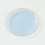 10-Pack Plastic 9" Round Dinner Plates in Transparent Dusty Blue Hammered Design with Gold Rim - Modern Disposable Party Plates