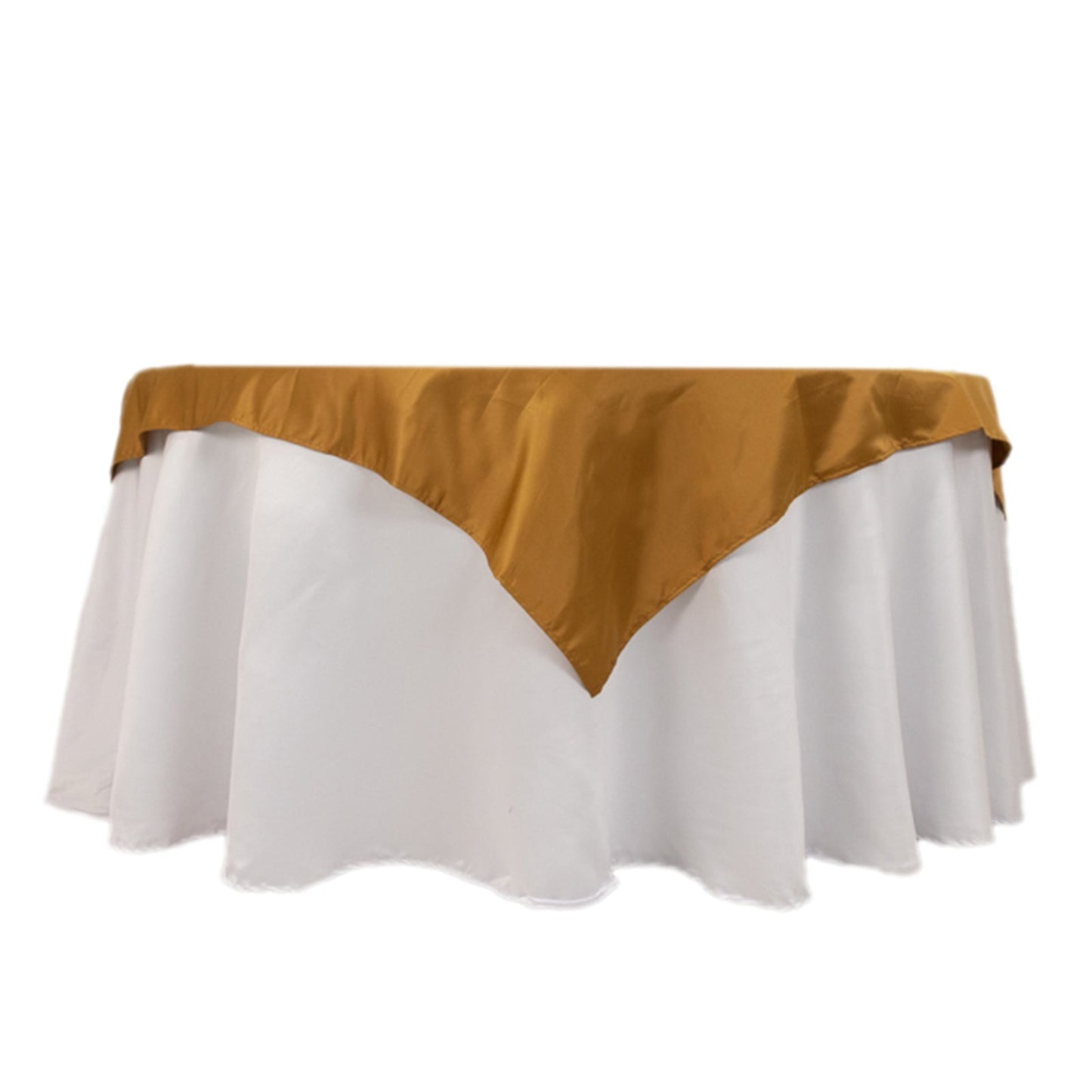 Lamour Satin 54"x54" Table Overlay Square Tablecloth Gold - Durable & Silk-Like Table Cover for Weddings & Parties