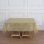 Tulle 72"x72" Table Overlay Square Tablecloth Gold - Sequin Leaf Embroidered Design for Stylish Occasions