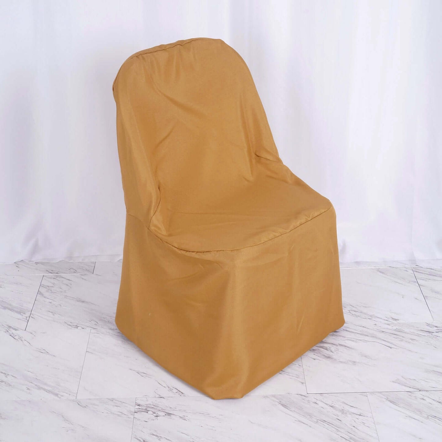 Polyester Slip On Banquet Chair Covers Gold - Stain-Resistant Reusable Durable Fabric