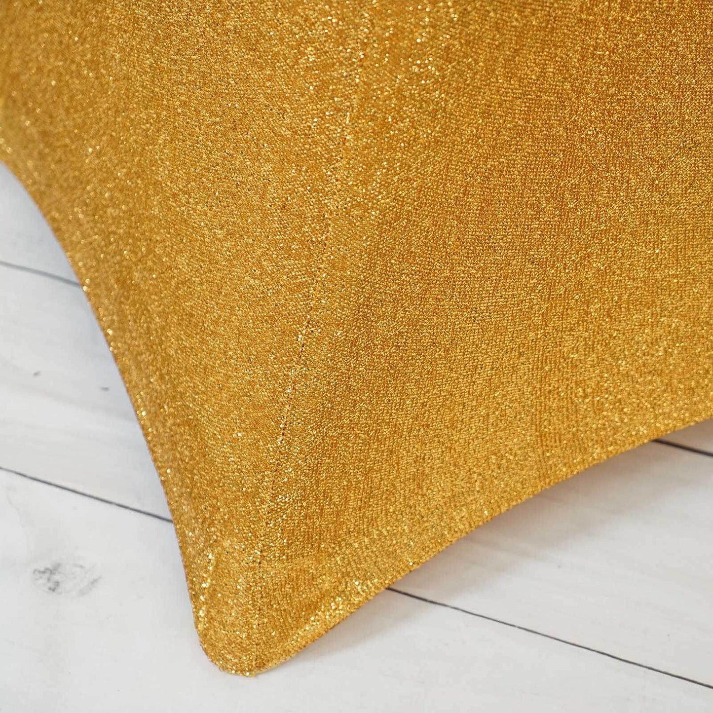 Metallic Spandex 36" Fitted Glitter Round Cocktail Table Cover Gold - Polished Stretch Fit for High Top Tables