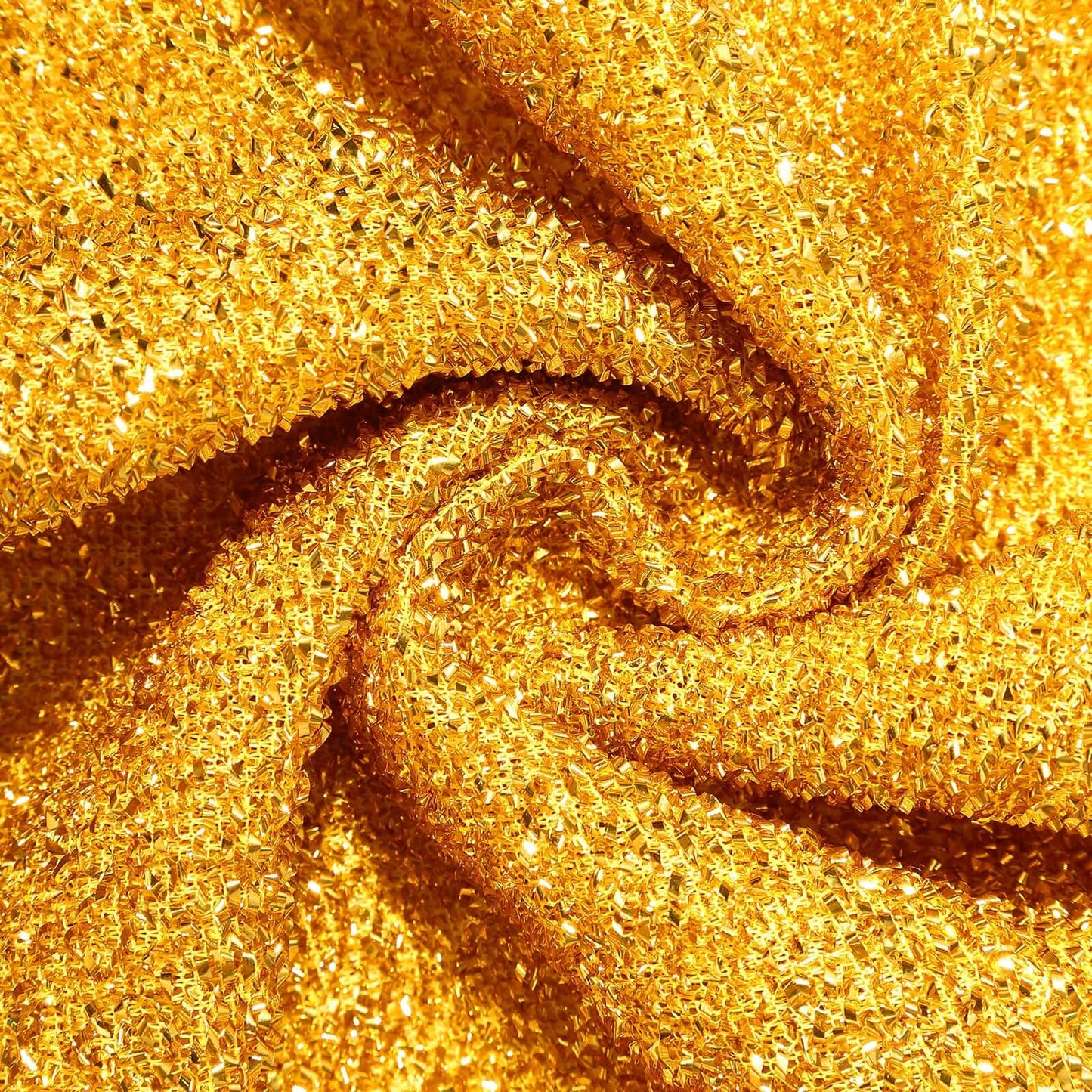 8ft Gold Spandex Fitted U-Shaped Wedding Arch Cover With Shimmer Tinsel Finish, Double-Sided Open Arch Backdrop Slipcover