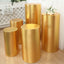 Set of 5 Metallic Gold Spandex Cylinder Pedestal Stand Covers, Shiny Stretchable Pillar Prop Covers - 130 GSM
