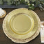 25-Pack Paper 10" Round Dinner Plates in Metallic Gold Sunray Design - Disposable Heavy Duty 350GSM Party Plates