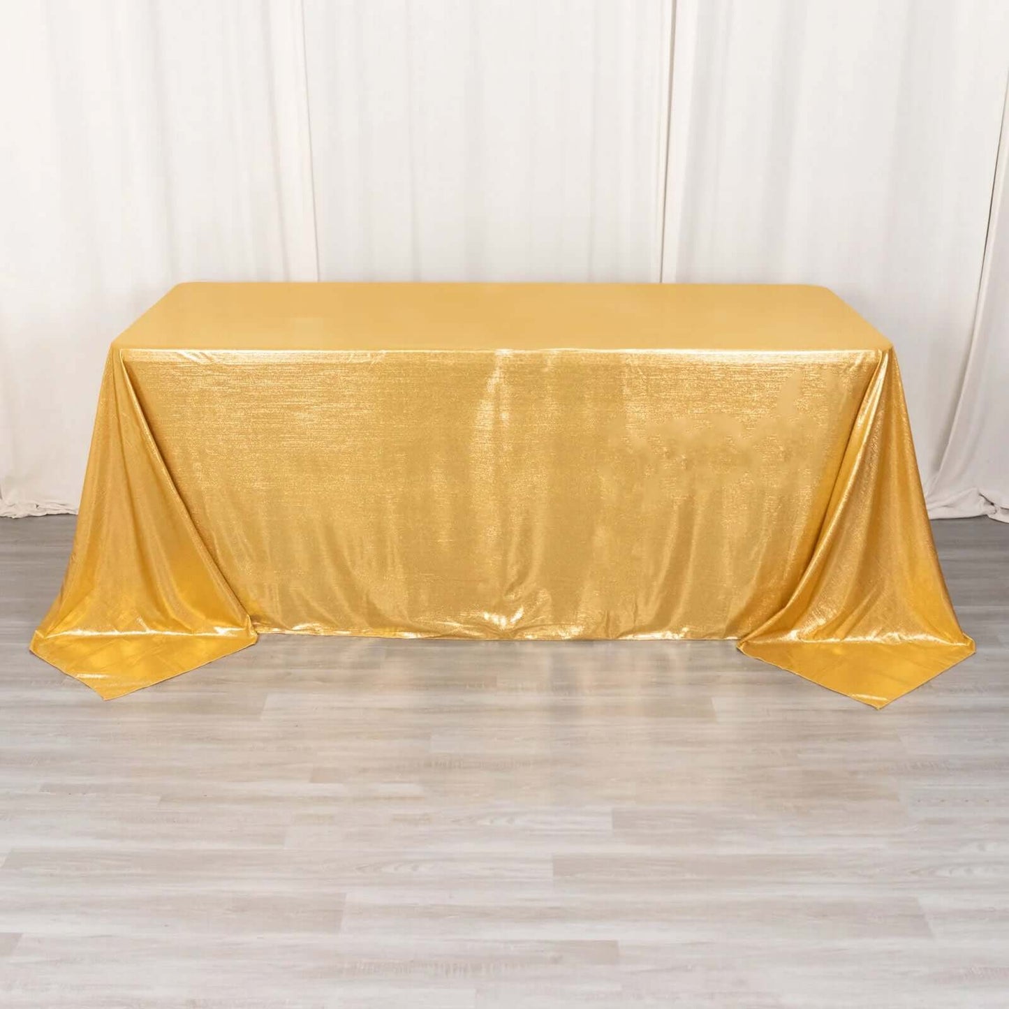 Sequin Dots Polyester 90"x132" Rectangle Tablecloth Shimmering Gold - Seamless, Glittering & Wrinkle Free Table Cover for Stylish Event Decor