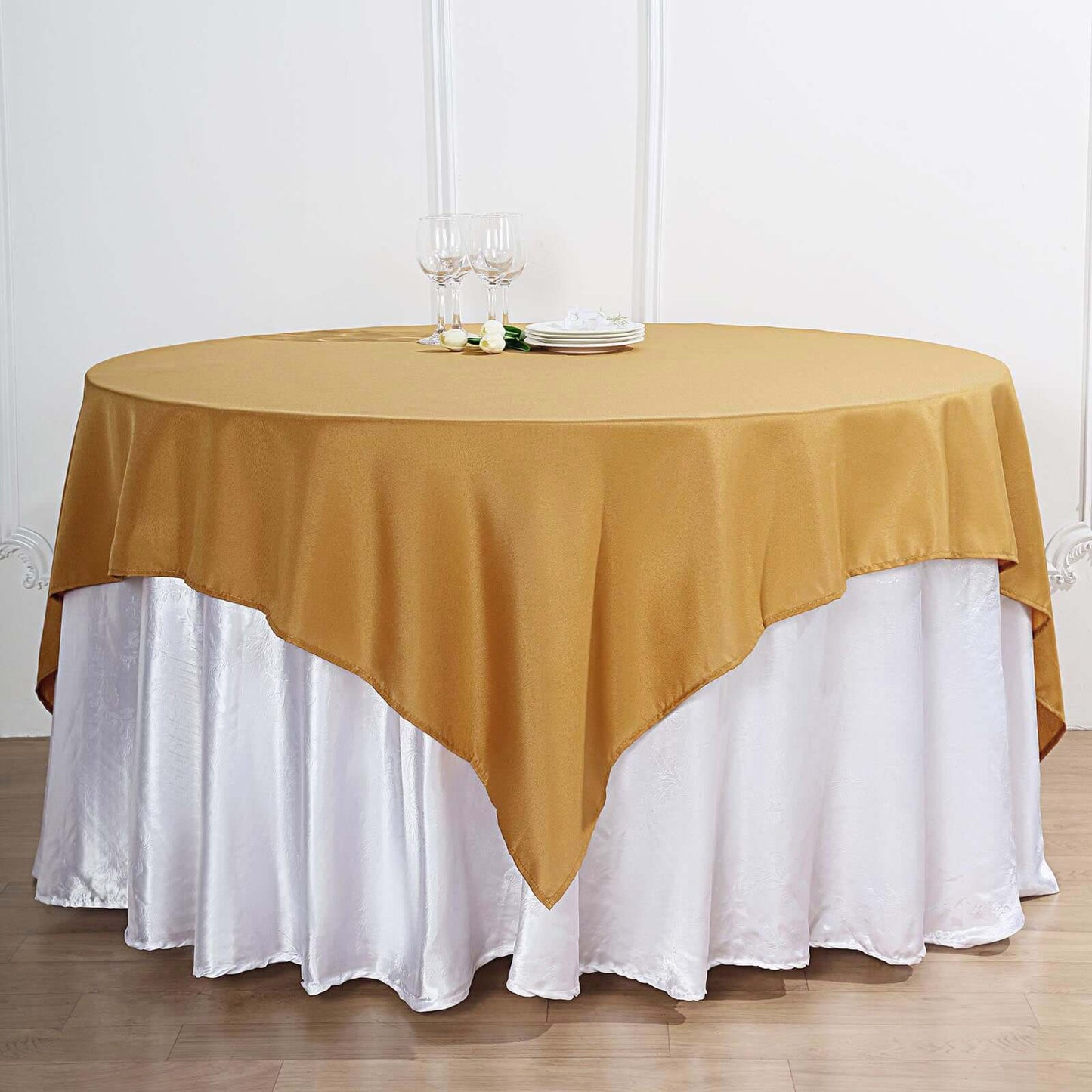 Polyester Square 70"x70" Tablecloth Gold - Wrinkle-Resistant & Durable Table Cover