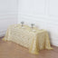 Tulle 90"x156" Rectangle Tablecloth Gold - Sequin Leaf Embroidered Design for Luxe Celebrations