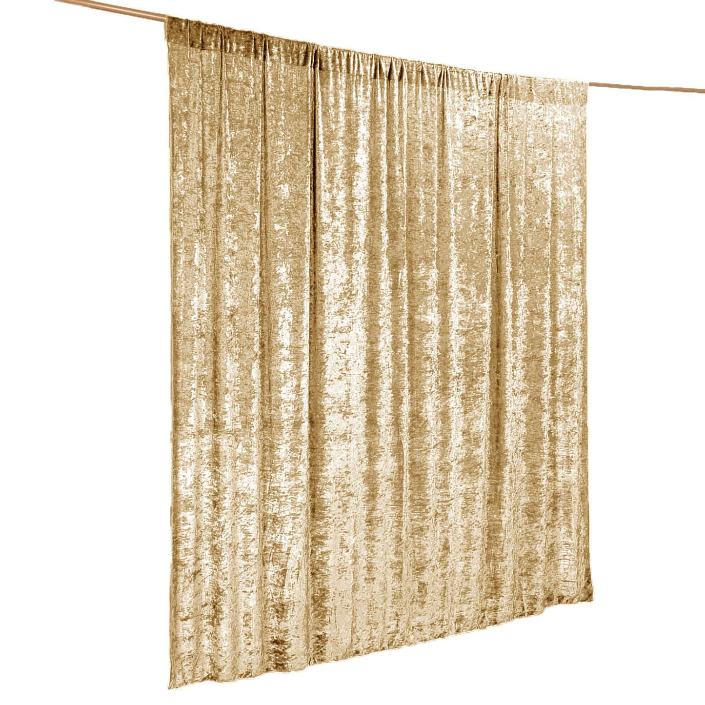 Champagne Crushed Velvet Backdrop Curtain â€“ 8ft x 8ft Event Drape with Rod Pocket, Privacy Panel for Photo Booths & Events