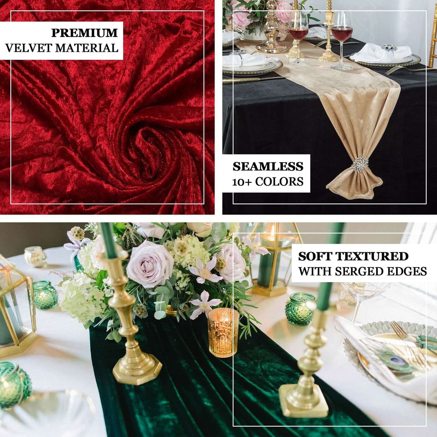 Premium Velvet 12"x108" Table Runner Gold - Sheen Finish & Reusable Table Decor for Weddings & Events