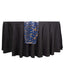 Sequin Mesh 12"x108" Table Runner Royal Blue/Gold Stylish Wave Embroidery