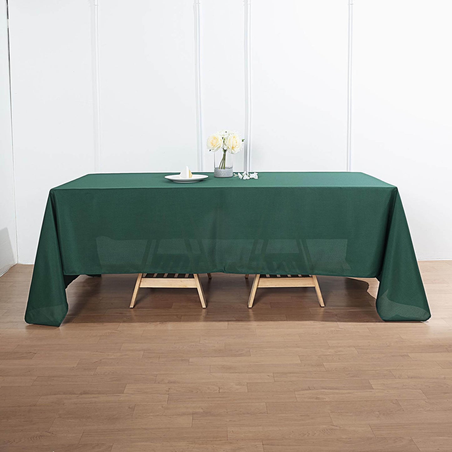 Polyester 72"x120" Rectangle Tablecloth Hunter Emerald Green - Durable and Stylish Table Cover