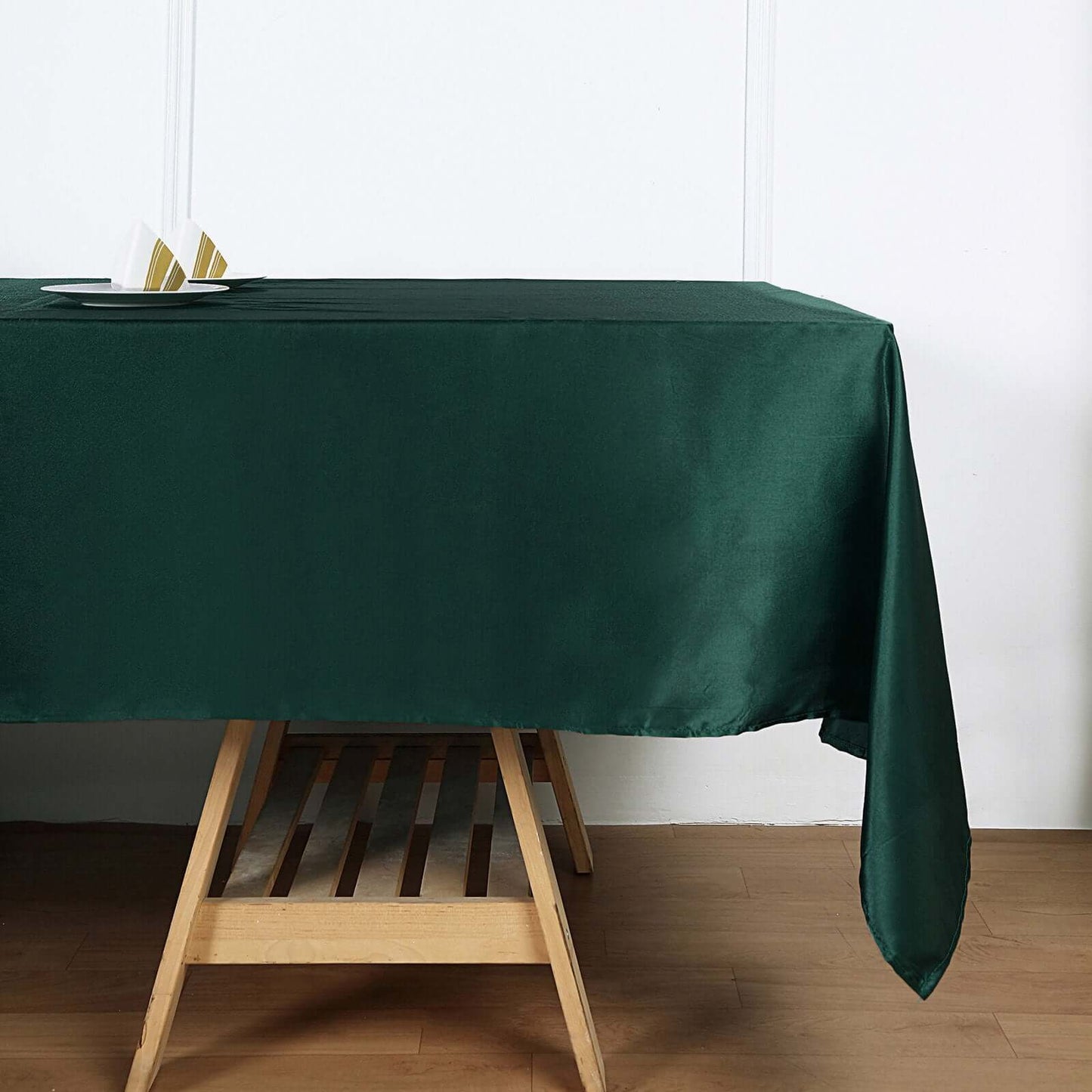 Satin Rectangular 60"x102" Tablecloth Hunter Emerald Green - Smooth and Lustrous Table Cover