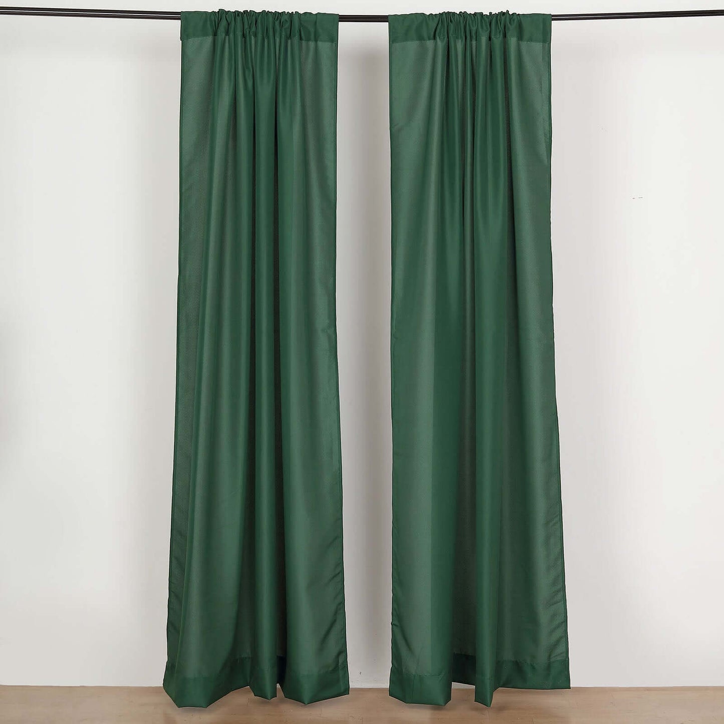 2 Pack Hunter Emerald Green Polyester Event Curtain Drapes, 10ftx8ft Backdrop Event Panels With Rod Pockets 130 GSM