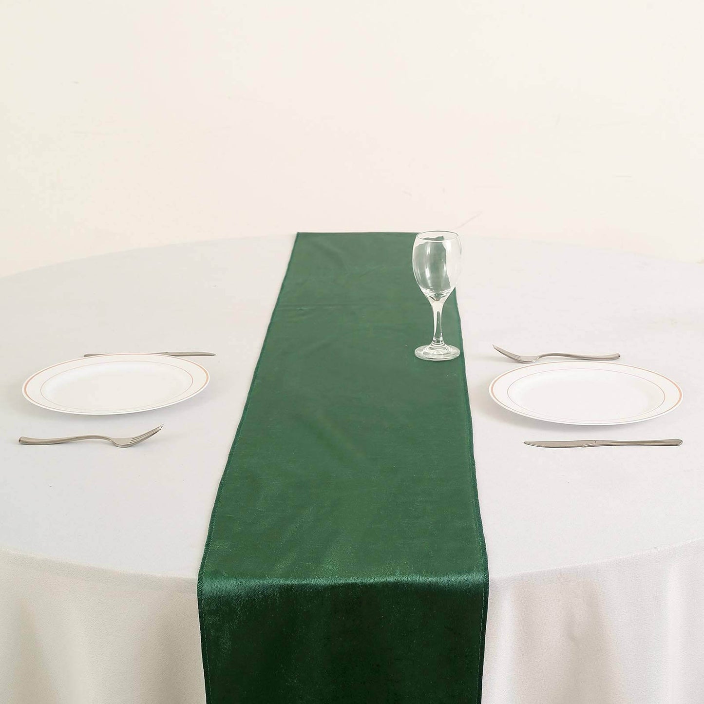 Premium Velvet 12"x108" Table Runner Hunter Emerald Green - Sheen Finish Reusable Table Decor