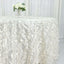 Taffeta 132" Round Tablecloth Ivory | 3D Leaf Petal Design Seamless Table Cover