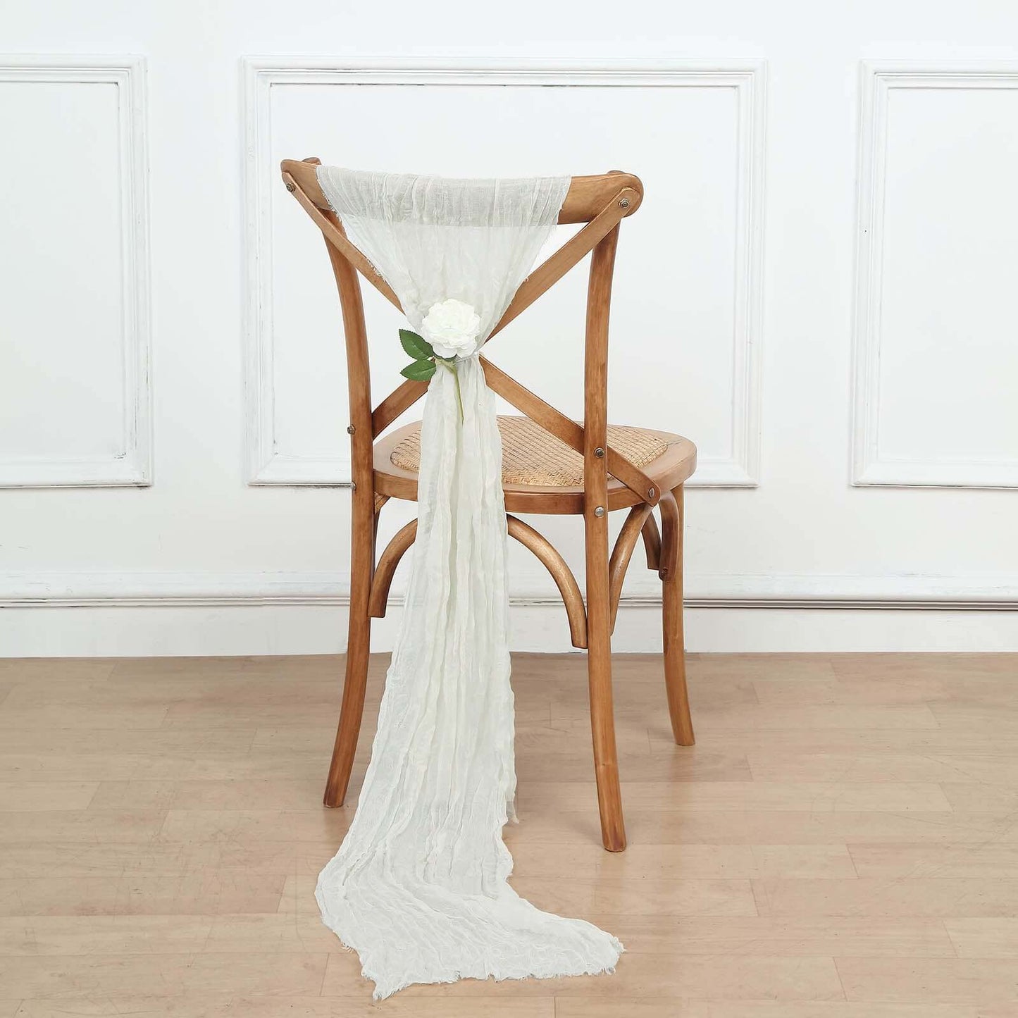 5 Pack Cheesecloth Gauze 16"x88" Chair Sashes Ivory - Stylish Boho Decor for Weddings & Gatherings