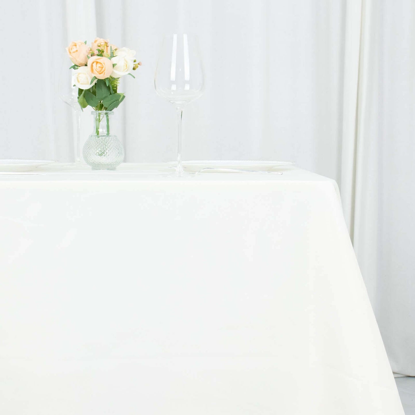 Premium Polyester Square Tablecloth 70"x70" Ivory 220GSM Wrinkle-Resistant Table Cover