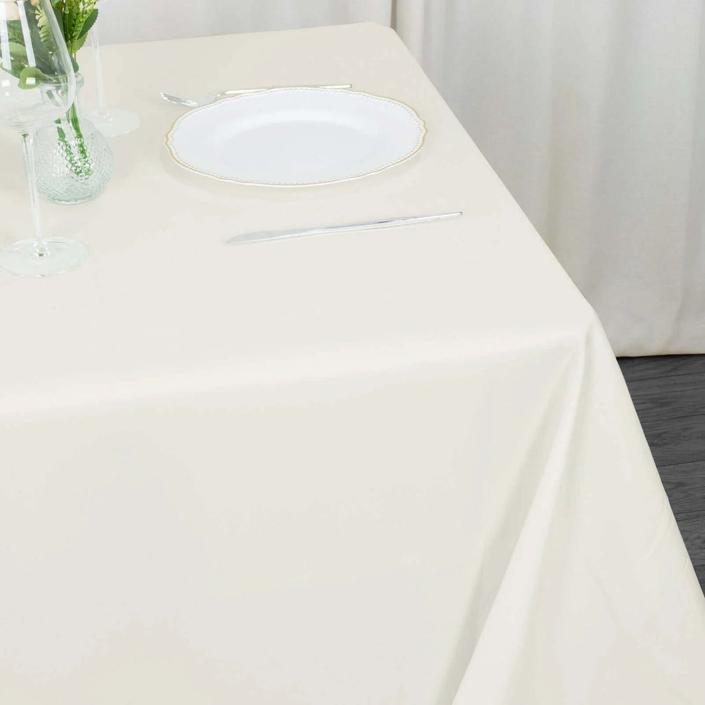 Premium Polyester Square Tablecloth 90"x90" Ivory 220GSM Wrinkle-Resistant Table Cover