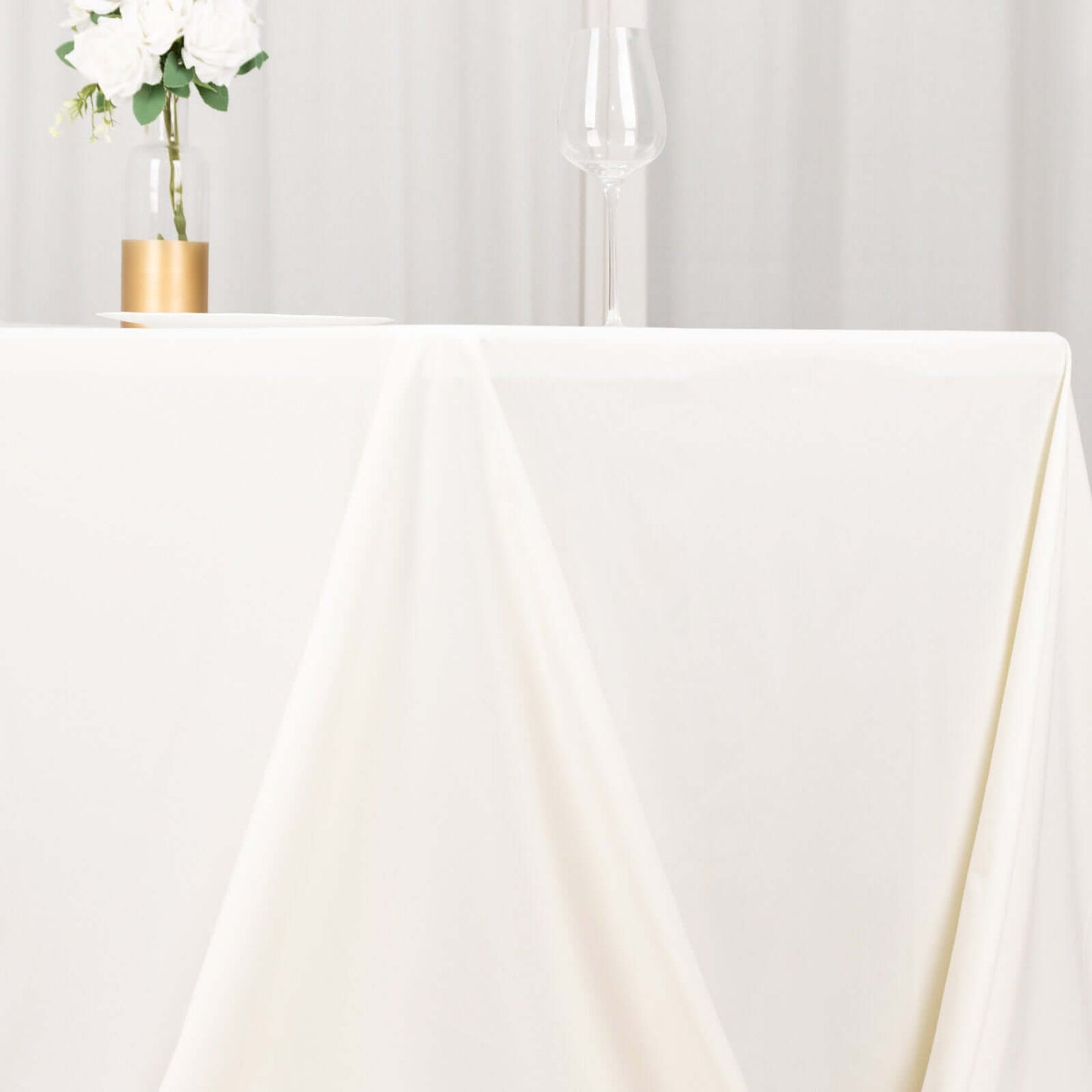 Scuba Rectangular 90"x156" Tablecloth Ivory - Wrinkle Free, Stain Resistant & Seamless Table Cover